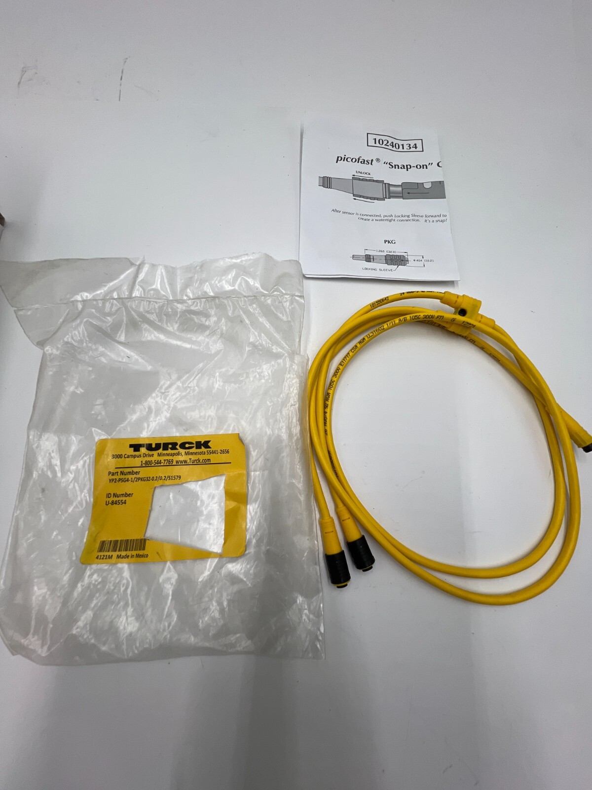 Turck Yellow Splitter YP2-PSG4-1/2PKG3Z-0.2/0.2/S1579 U-84554