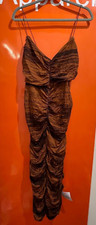 BNWT, Asos Design Cami Strappy Midi Dress, Ruched, Rust Tie Dye, Size 16, B16