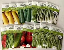 Ferry Morse Lot of 14 Pks Vegetable Seeds Cucumber Bean Onion Tomato Beet Squash