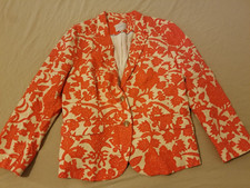 Womens Ann Taylor Linen Jacket Blazer 12 Orange