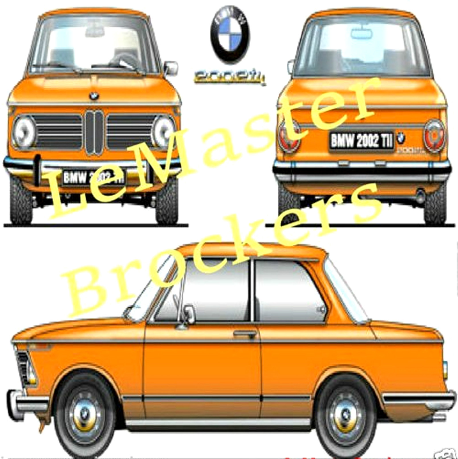 Affiche voiture ancienne BMW 2002 Tii 50x70 poster auto youngtimer rétro