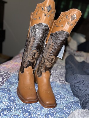 Rock em Tall cowhide Cowgirl Boots