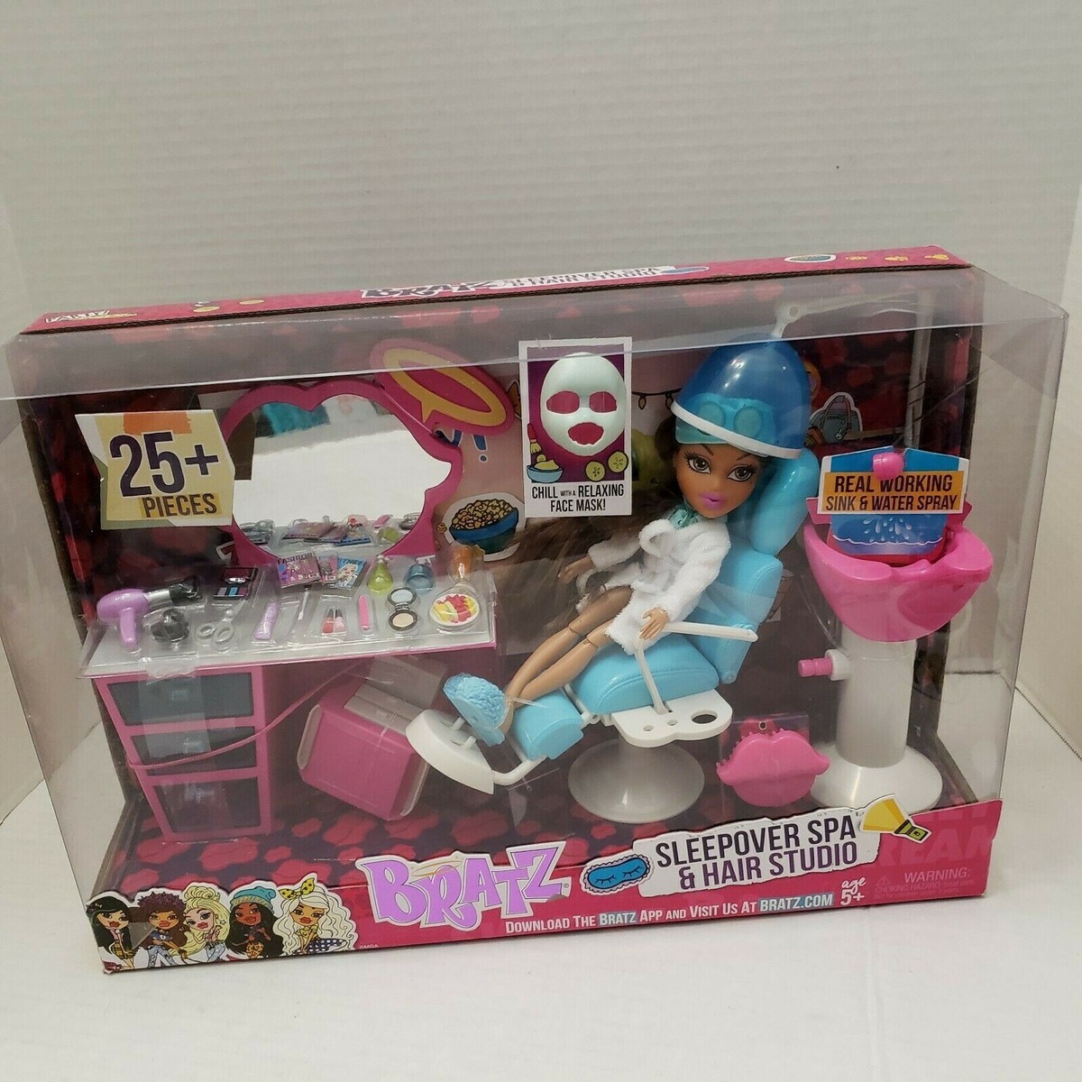 Twin Bratz 美容家電 ピンク New Bratz SLEEPOVER SPA & HAIR STUDIO Salon Yasmin Doll