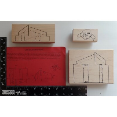 JUST FOR FUN Rubber Stamps GIFT BOX TEMPLATE BIG BOW PRESENTS #BIN-V
