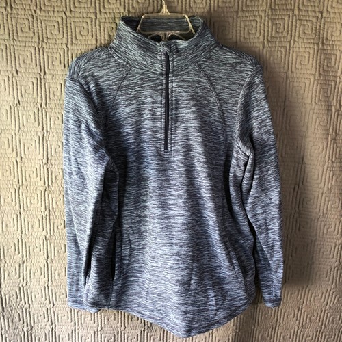 St. John's Bay Pullover 1/4 Zip Damen Größe Petite mittelblau meliert gestreift