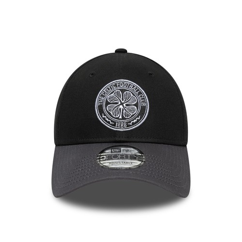 NEW ERA CELTIC FC FOOTBALL CLUB BASEBALL CAP.9FORTY CONTRAST BLACK GREY HAT S25 - Picture 2 of 8