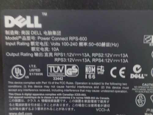 Dell Power Connect RPS-600 Redundant Power Supply Unit 0F2538 - Picture 10 of 11