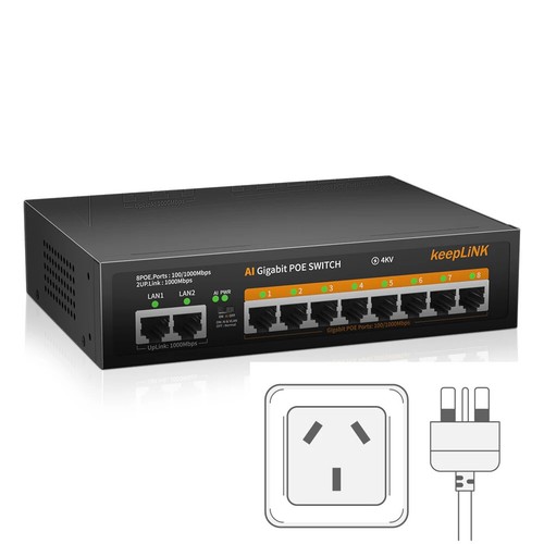 10-Port Gigabit Switch with 8-Poe and 2-RJ45 for Uplink Unmanaged Plug and Play - 第 10/11 張圖片