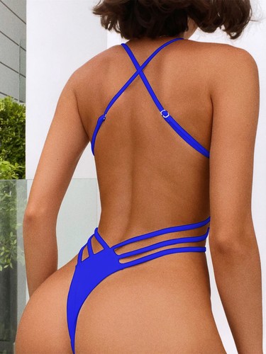 Womens Sexy One Piece Swimsuit String Back High Cut Monokini Thong Bathing Suits - Bild 44 von 53