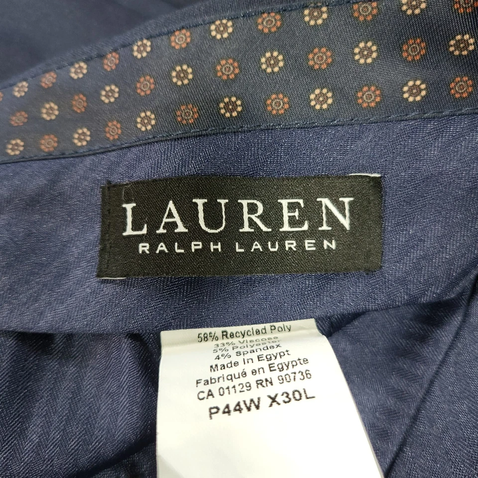 LRL Lauren Ralph Lauren Black Label Dress Pants Men's 44 X 25 Blue Pleated Logo - Image 2 of 4