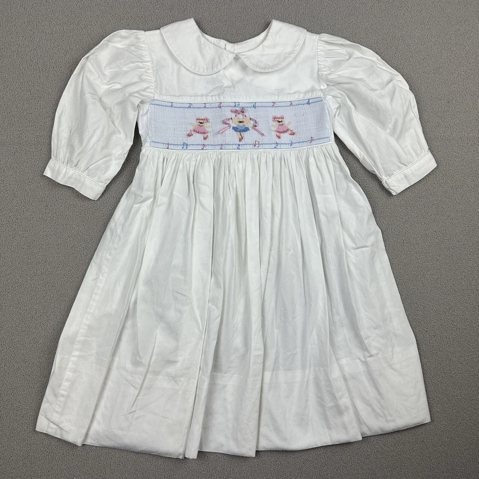 Vestido Beaux et Belles Bailarinas Niñas Talla 4 Blanco Mangas Abullonadas Foto 2 de 4