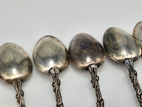 Vintage Montagnani Italy Set of 8 Demitasse Spoons Ornate - Picture 21 of 22