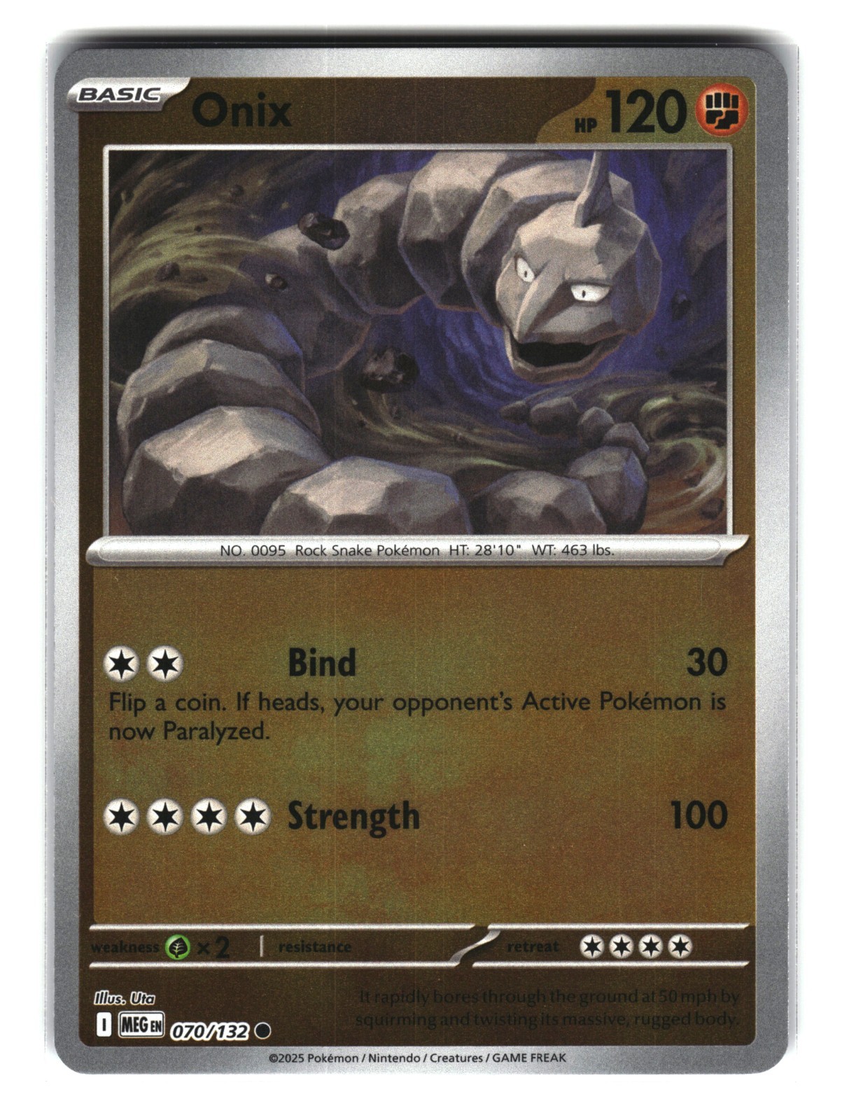 Onix 070/132 Reverse Holo Pokemon Card NM