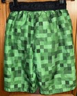 Boys Minecraft  SWIM TRUNKS Mojang Print Drawstring Green and Black MED EXC COND — photo 4