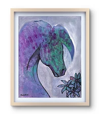 Colorful Original Expressive Abstract Art 14x11 Acrylic Painting - Purple Horse