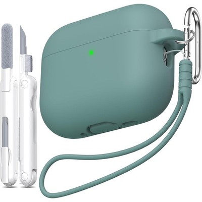 Hülle für AirPods Pro 3 mit Sichtbarem LED   Kieferngrün & Reinigungsset
