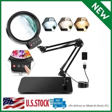 10X 30X Large Magnifying Glass with Light and Stand, 5-Inch Lighted Magnifier, 7