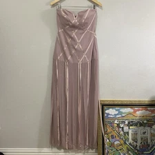 Vintage Nicole Miller Collection Pink Fringe Dress, Structured Bodice, Size 6