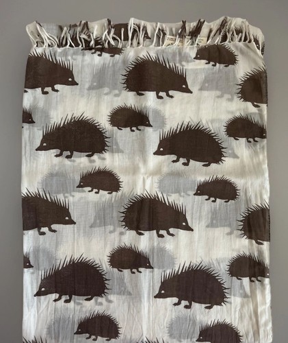 Foxy & Winston 100% Organic Cotton Hedgehog Animal Print Summer Oversized Scarf