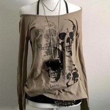 Y2K Vintage Gothic Women T-Shirt Long Sleeve Punk Graphic Grunge Streetwear