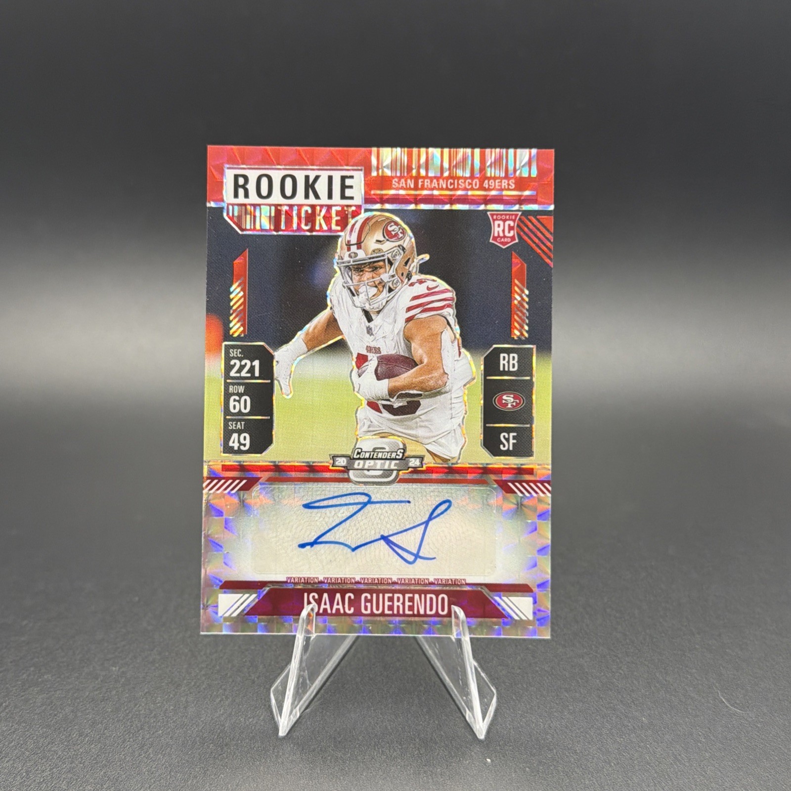 Isaac Guerendo Panini Zenith Contenders Optic Rookie Ticket Variation Rps Preview Autographs #PVIGU Red