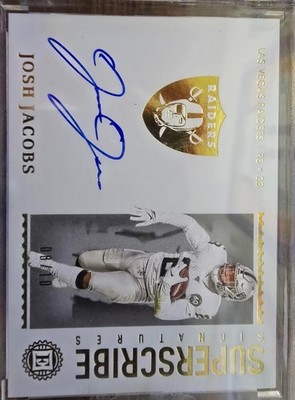 Josh Jacobs 2020 Panini Encased Superscribe Signatures Emerald /10 #SS-JJ Auto
