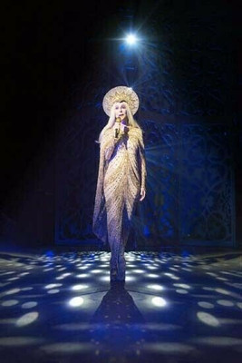 Cher full length pose in concert wearing gold dress 4x6 inch real  photograph | eBay