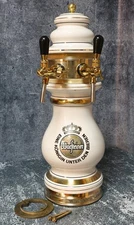 Vintage Warsteiner Ceramic Draft Beer Tower 2 Faucets Beer Pump Сolumn