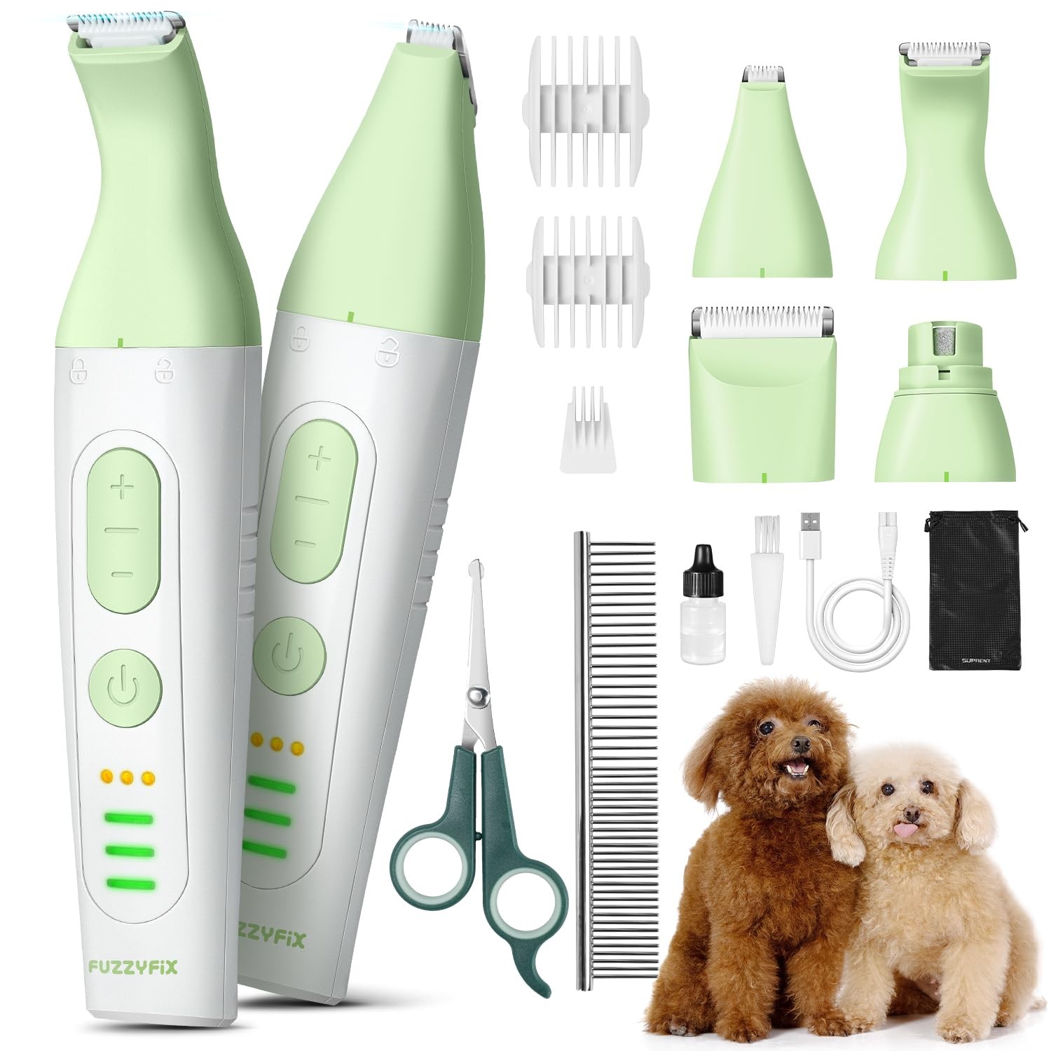 FuzzyFix Dog Grooming Kit, 4 in 1 Pet Clippers for Grooming Supplies, Cordles...