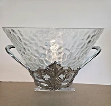 Arthur Court Fleur de lis Punchbowl Serving Bowl Handled w/ Matching Ladle HEAVY