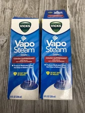 2 pk Vicks VAPO STEAM for Hot Steam Humidifier Cough Suppressant 8 Oz -OPEN BOX