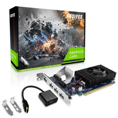ARDIYES GT 740 4GB GDDR5 Low Profile GPU Graphics Card, 4X HDMI Ports for Quad