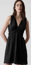 GAP Black Cotton Silk Lined Tank Top Lined V-Neck Midi Dress Sleeveless Size 14