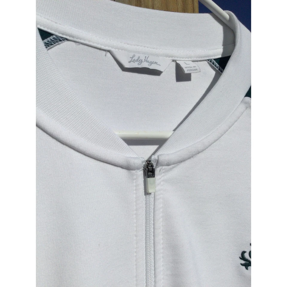 Lady Hagen Mujer Cremallera Completa Chaqueta de Golf L Grande Atletismo Blanco Verde Cárdigan Foto 4 de 4