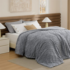 Gentlesoft Sherpa King Size Blanket for Bed- Fleece Fluffy  Cozy Cable Jacquard