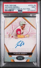 2025 TOPPS TIER ONE CITY CONNECT SIGNATURES #CCS-JM JACKSON MERRILL 4/10 PSA 9