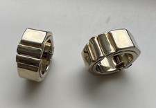 Vintage Hoop Huggie Chunky Gold Tone Earrings Glam