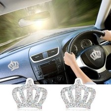 4 Pieces Crystal Crown Car Stickers 2.36x1.96 Inches Bling Rhinestone Decals Se