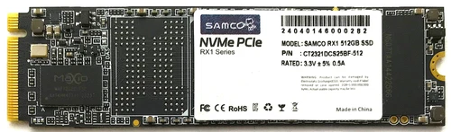 SAMCO RX1 Series SAMCO RX1 512GB SSD PCIe M.2 NVMe 2280 SSD CT2321DCS25BF-512