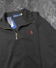 Vintage Polo Ralph Lauren Men  s Quarter Zip Pullover Charcoal Gray Size L Preppy