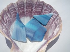 Sea Glass, Beautiful Collection of Flat Marbled Blue