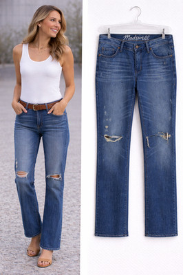 Madewell Rail Straight  Jeans Size 28 34 Distressed Look