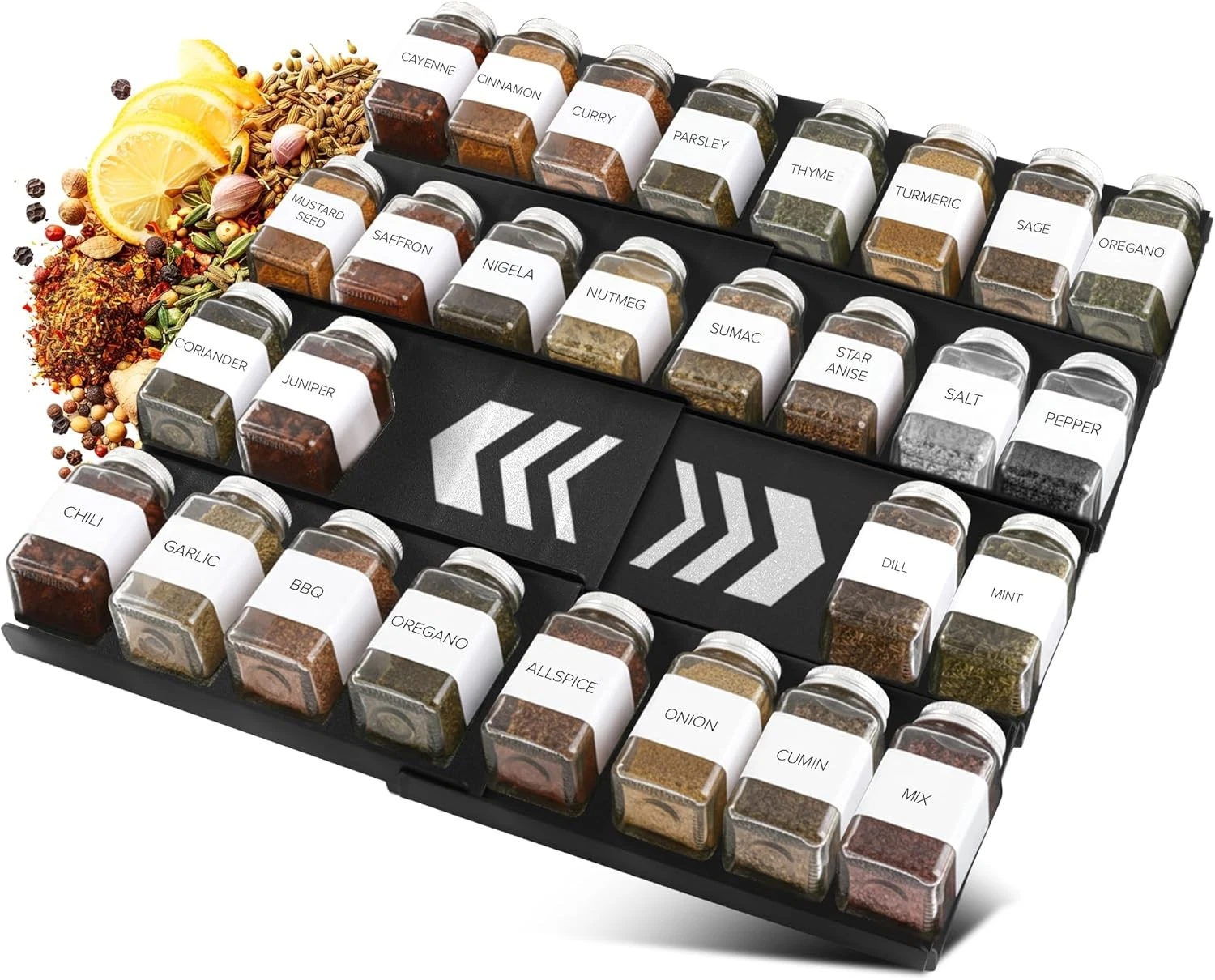 Spice Drawer Organizer 4 Tier Expandable Spice Rack Drawer from 9" to 18" Spice