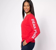 Studio Park Shawn Killinger Crew Neck Holiday Sweatshirt Cherry Red XXS New