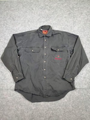 Bugle Boy Shirt Mens Black Large Button Up Collared Pocket 90s Y2K Vintage
