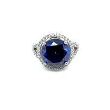 Blue Sapphire/Cz Silver 925 Ring