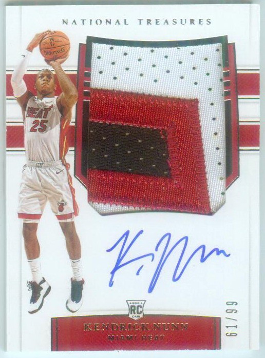 Kendrick Nunn 2019-20 Panini National Treasures #150 RC Patch Auto 61/99 RPA