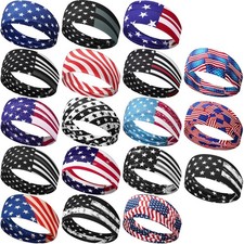 18 Pcs Sports Sweatbands for Men Women Camo Headbands Workout Non Slip
