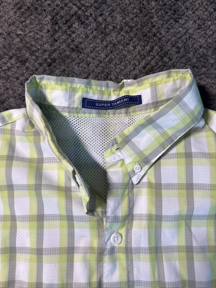 Camisa Columbia PFG Para Hombres XXL Super Tamiami Verde Gris A Cuadros Manga Larga Ventilada Foto 2 de 4