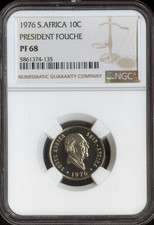 1976 South Africa 10 Cents NGC PF68 President Fouche Quality